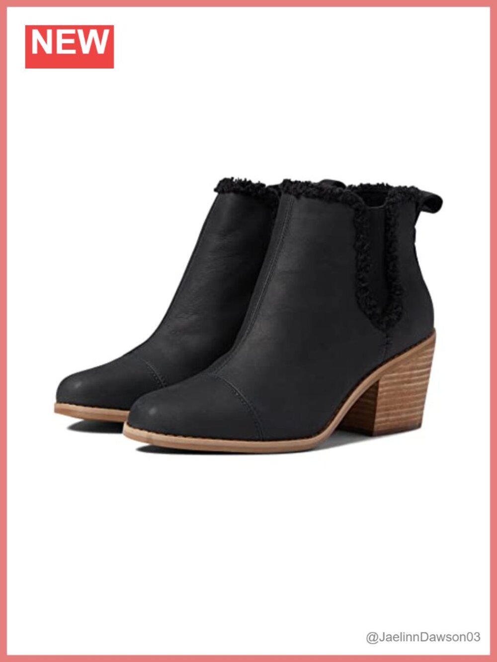 TOMS Everly Ankle Bootie Suede Leather Chelsea Pull-On 2.75" Heel New